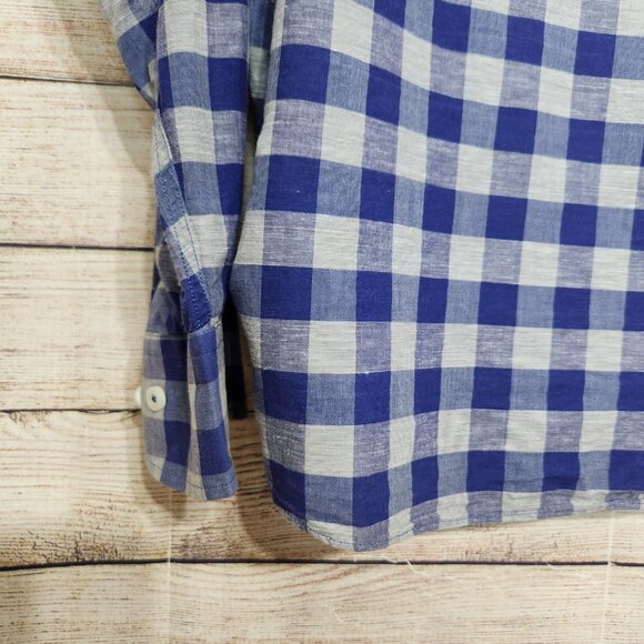 UntuckIt Anderson Long Sleeve Shirt Men's XXL Royal Blue Gray Cotton Linen - Picture 12 of 13